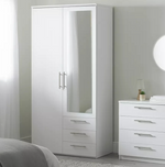 Home Brisbane 2 Door 3 Drawer Mirror Wardrobe - White ( B Grade )