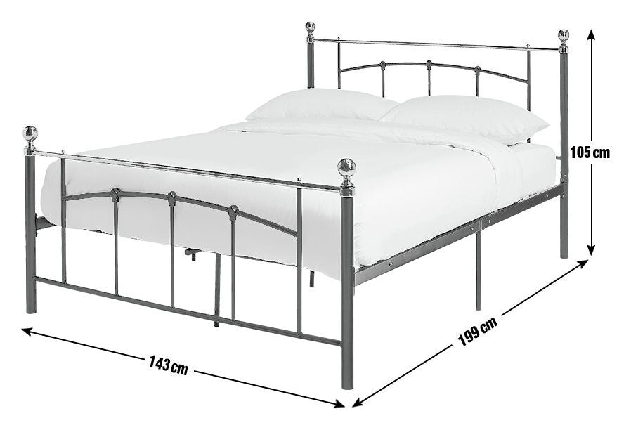 Yani Double Metal Bed Frame - Black - With Double 1000 Pocket Sprung Mattress