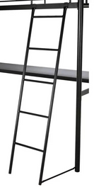 Riley High Sleeper Metal Bed Frame with Desk Black | Kids Loft Bed Furniture