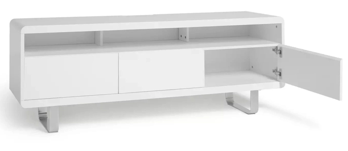 Home Sleigh 2 Door 1 Drawer TV Unit - White Gloss ( B Grade )