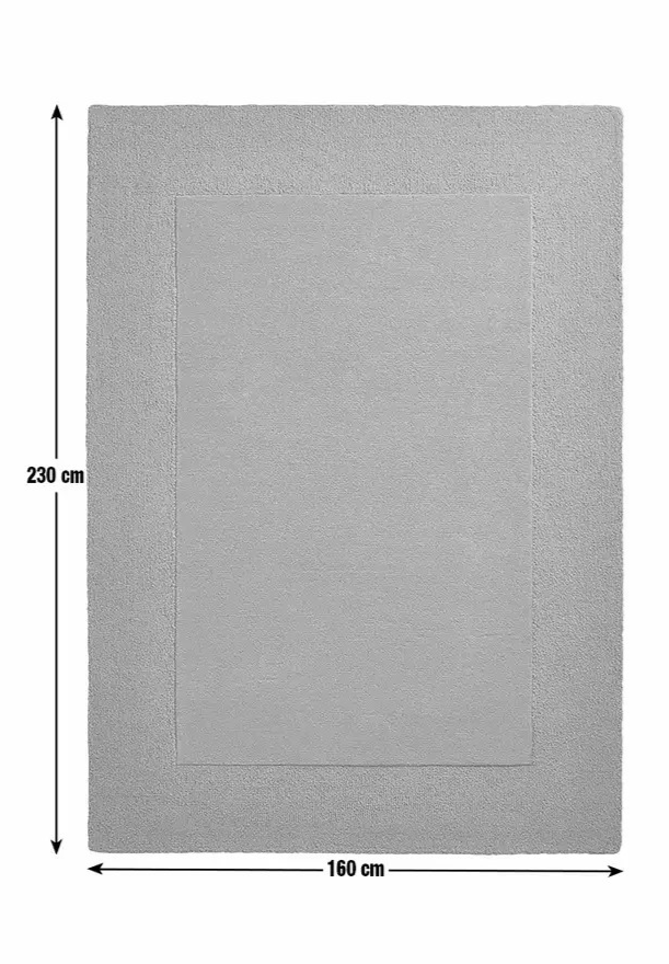 Simple Border Grey Wool Rug 160x230cm Modern Living Room Bedroom Area Rug