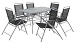 Home Pacific 6 Seater Folding Metal Patio Set - Black | Furniture With Parasol