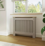 GFW Longslow Medium Radiator Cover Grey & Oak | Modern Radiator Cabinet Furnitur