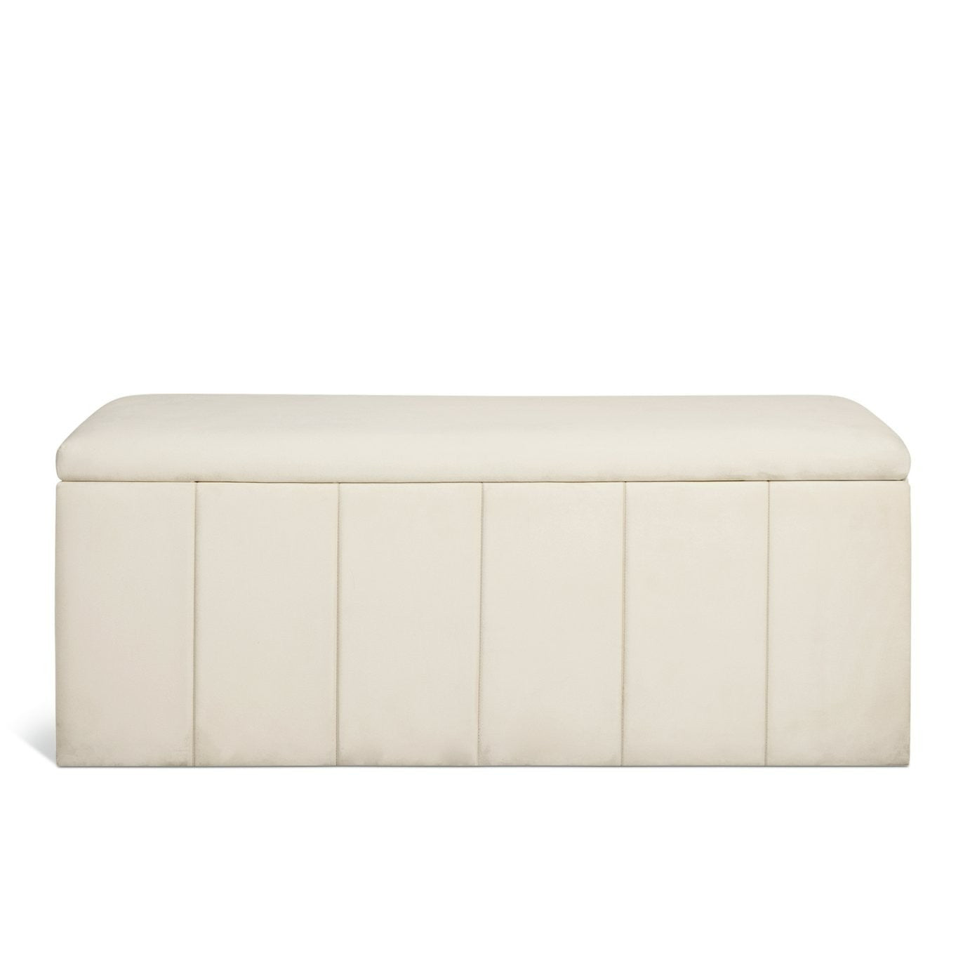 Home Pandora Velvet Storage Ottoman - Cream | Soft Textured Surface