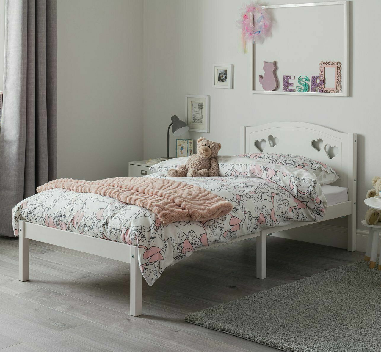 Mia Single Bed Frame - White | Bedroom Furniture for Kids or Guest Room Sleep