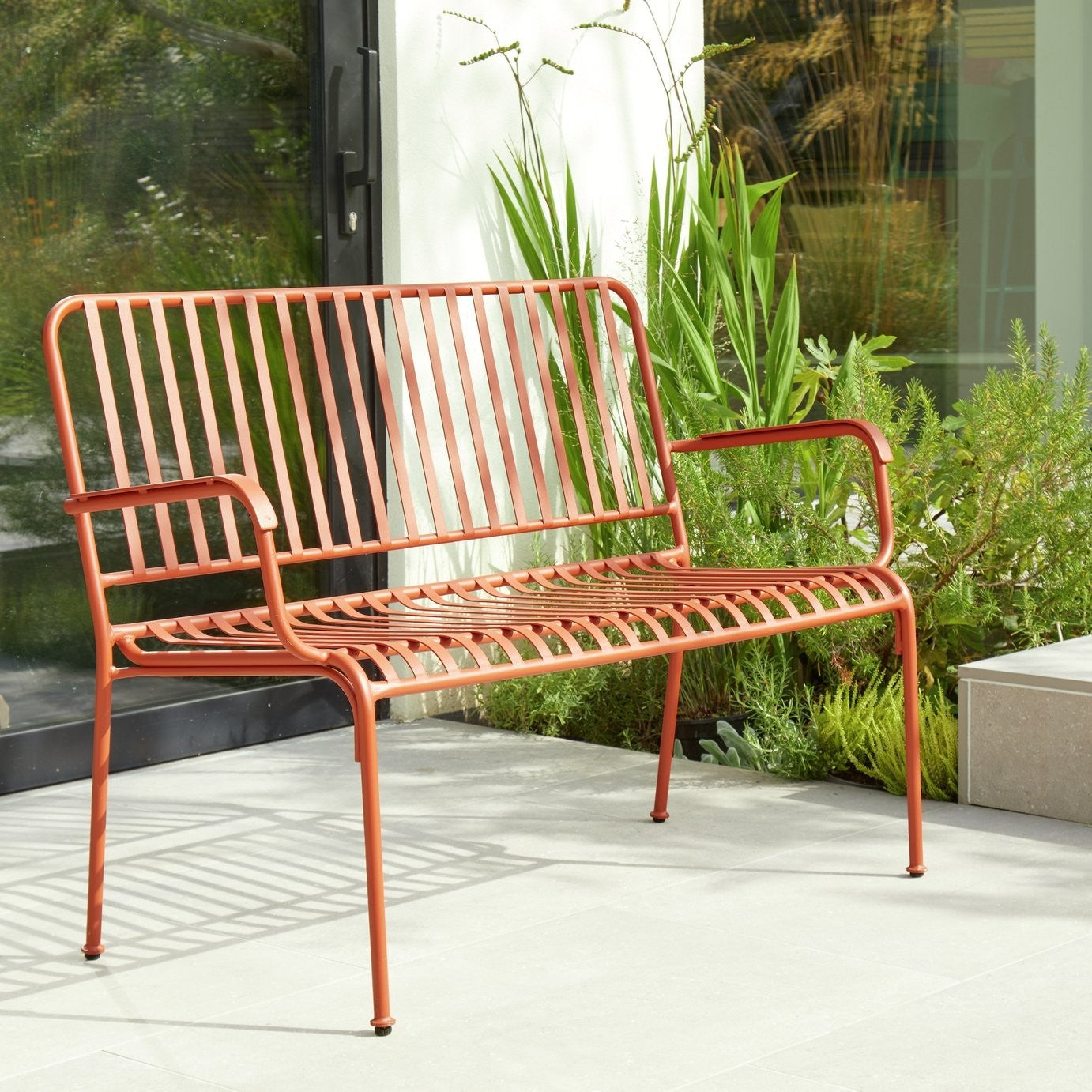 Indu 2 Seater Metal Garden Bench - Red (S)