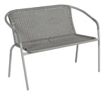 Steel Wicker 2 Seater Garden Bench - Grey