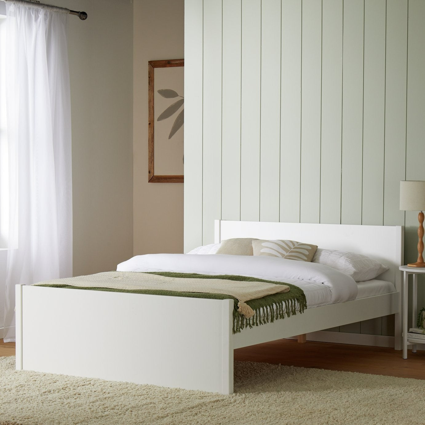 Home Jenson Double Wooden Bed Frame - White | Double bedstead