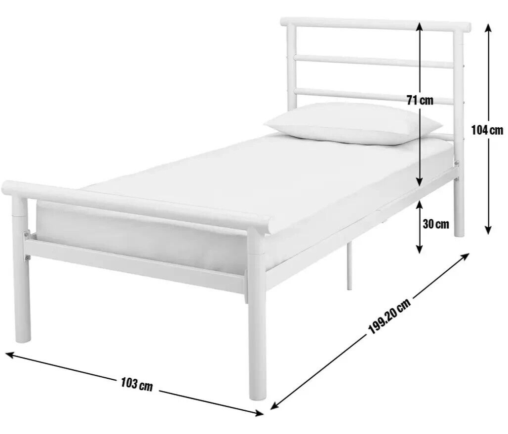 Home Avalon Single Metal Bed Frame White | Modern Bedroom Furniture Kids Adults