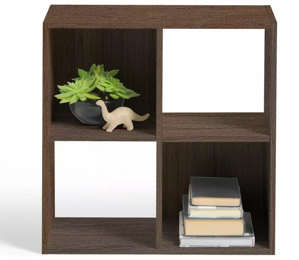 Home Squares 4 Cube Storage Unit Walnut | Cube Shelving Storage Bookcase Furnitu