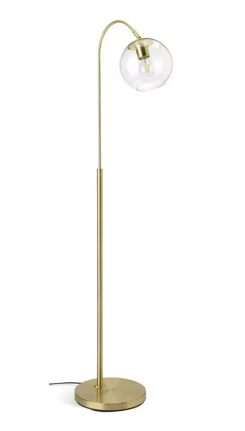 Coleman Glass Shade Metal Floor Lamp Brass | Modern Standing Floor Light Home