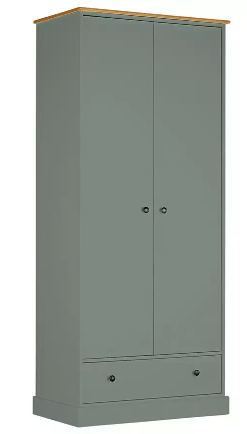 Home Kensington 2 Door 1 Drawer Wardrobe Sage Green | Bedroom Storage Furniture 