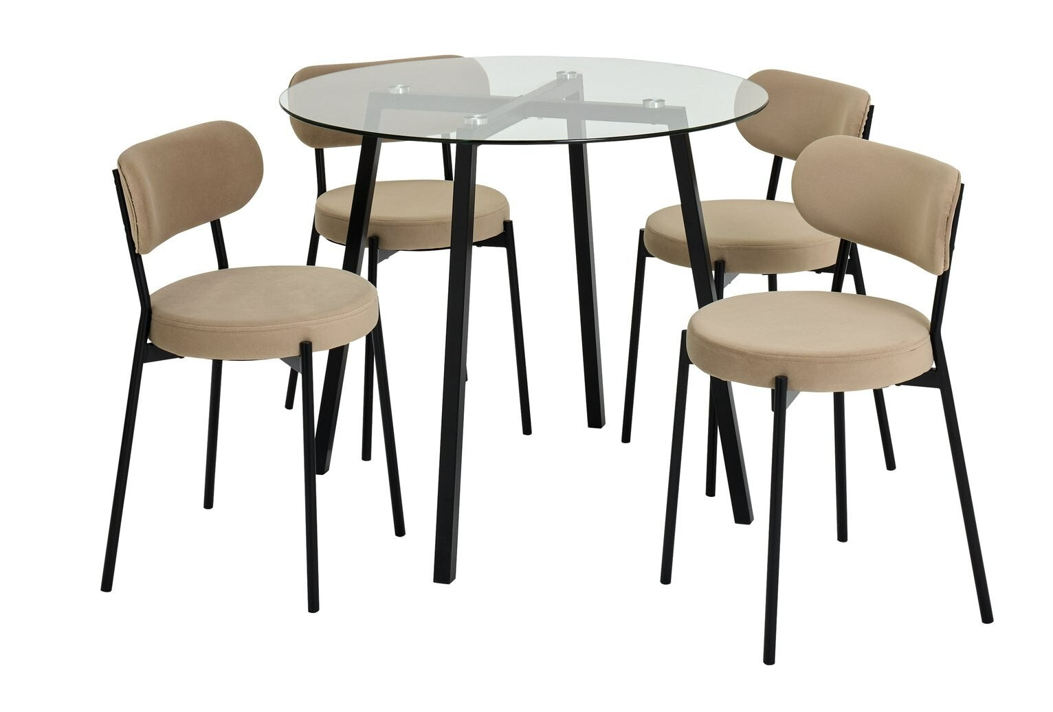 Fyra Glass Dining Table & 4 Natural Chairs ( B Grade 54814 - 54817 )