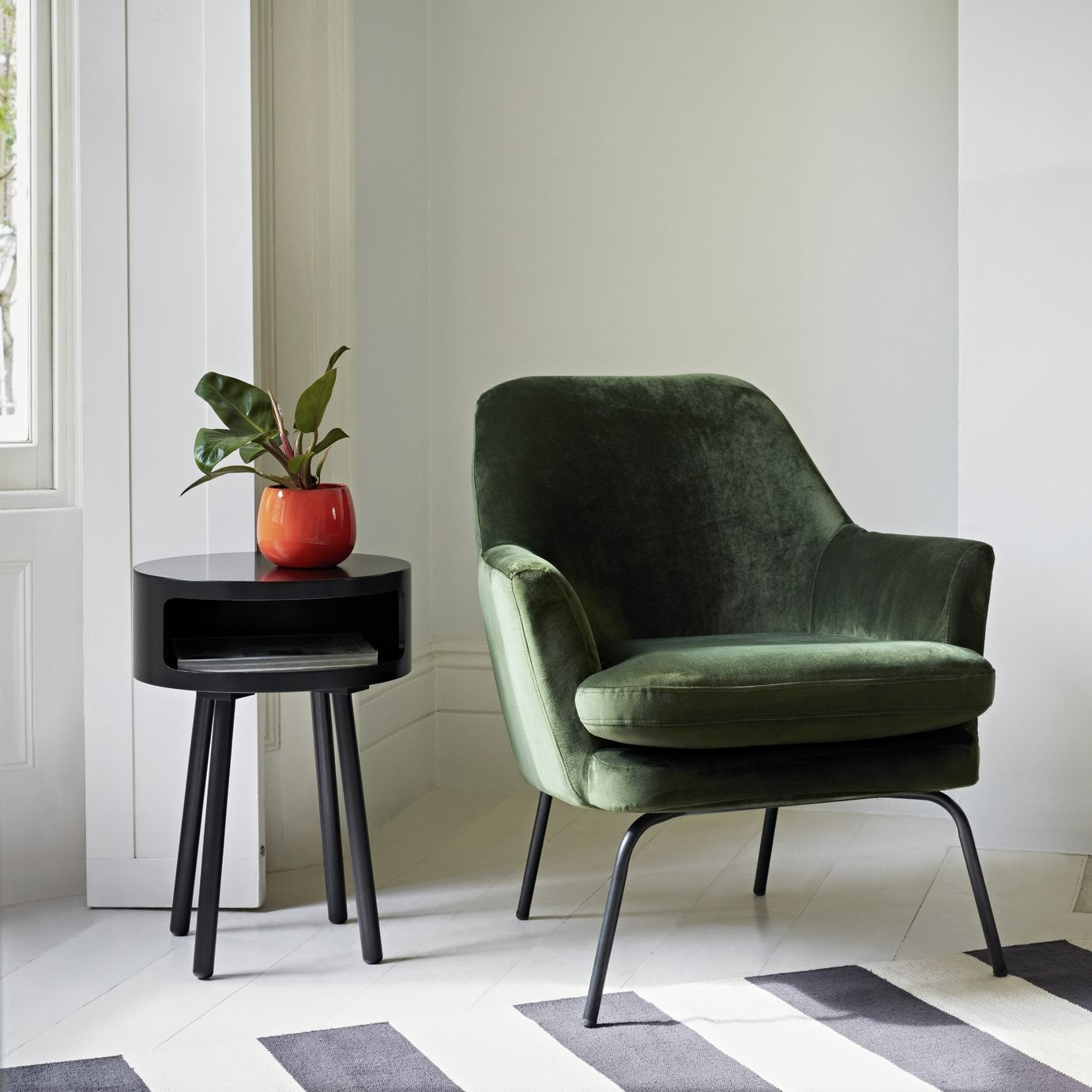 Celine Velvet Accent Chair - Green | Vibrant Color Accent