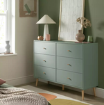 Otto 6 Drawer Chest Green | Bedroom Storage Chest of Drawers
