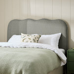 Onda Linen Double Headboard - Grey | Soft Bed Backboard