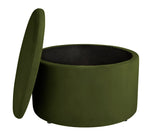 Large Dex Velvet Storage Footstool - Green