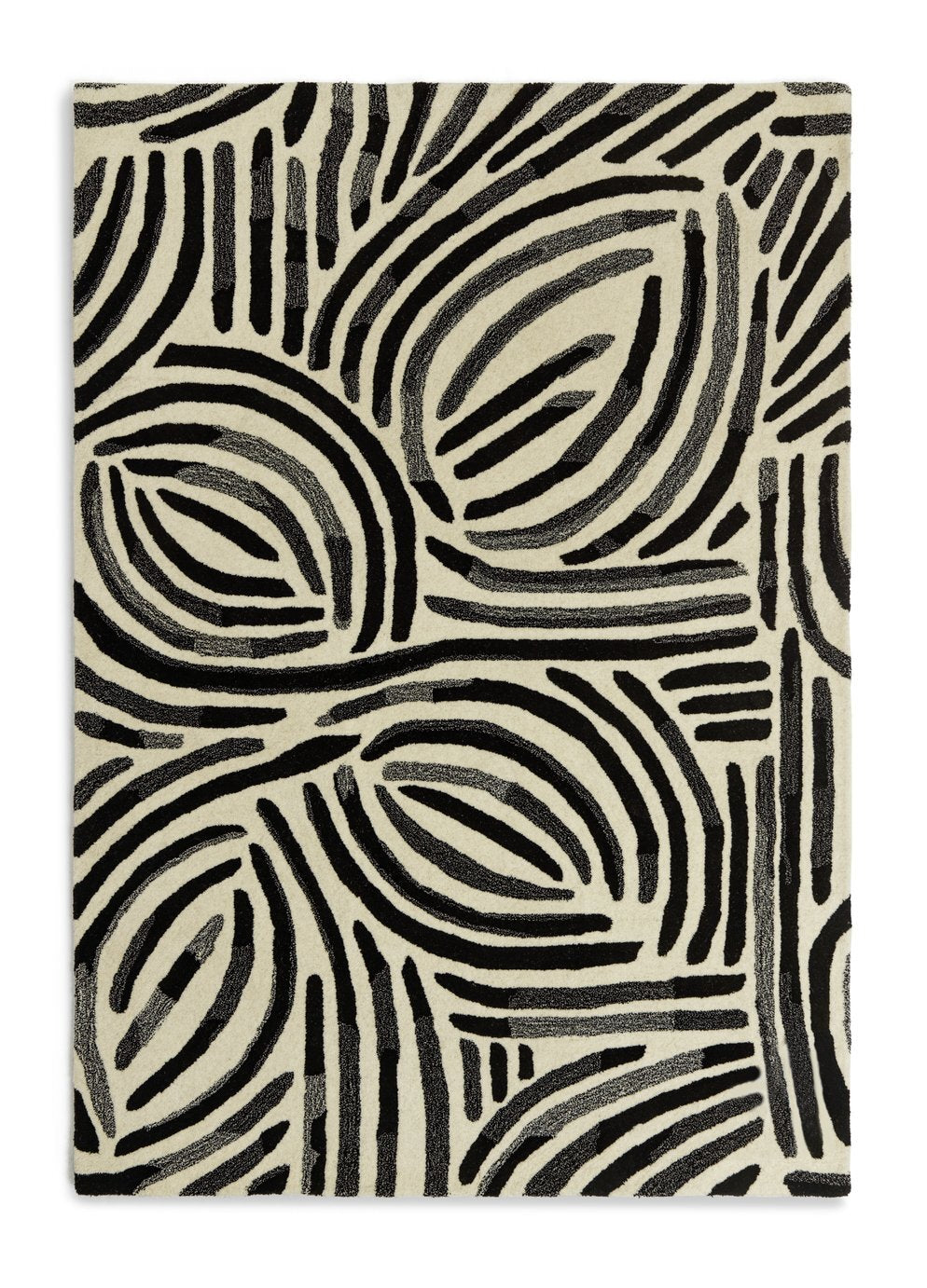 Skandi Brush Marks Rug - Black & White - 160x230cm  (38)