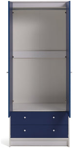 Malibu Kids 2 Door 2 Drawer Wardrobe White & Blue ( B Grade 32814 )