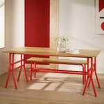 Ballon Metal 4-6 Seater Dining Table Red | Modern Kitchen Dining Furniture