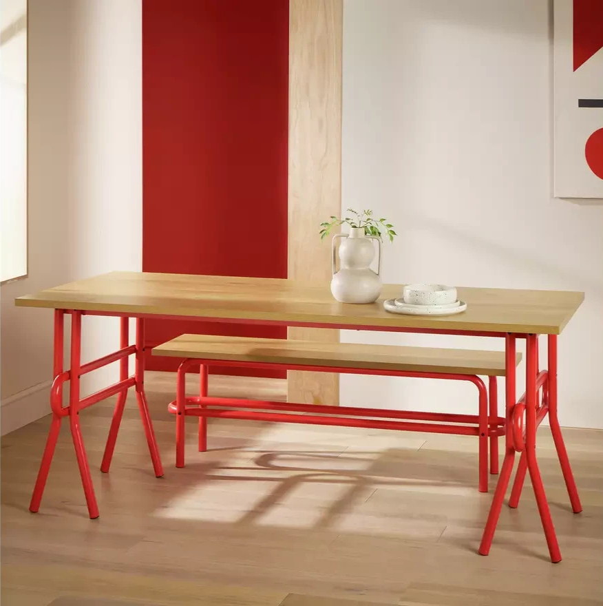 Ballon Metal 4-6 Seater Dining Table Red | Modern Kitchen Dining Furniture