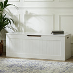 Marston XL Shaker Blanket Box White | Bedroom Storage Chest Wooden Trunk Ottoman