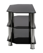 Matrix Glass Corner TV Unit - Black & Chrome | Living Room Storage Stand for TV