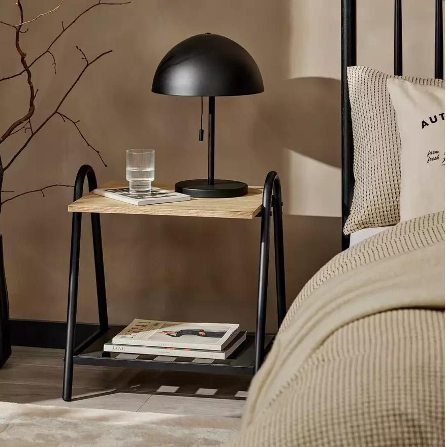 Turner Bedside Table Black | Bedroom Nightstand Storage Furniture