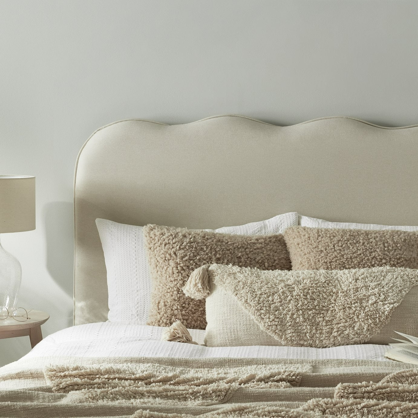 Onda Linen Double Headboard - Natural | Luxe touch headboard