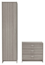 Seville 2 Piece 1 Door Wardrobe Set - Grey & Oak