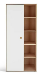 Camden 1 Door Shelved Wardrobe - White and Acacia | Neutral Interior Appeal