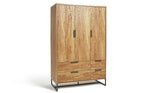 Nomad 3 Door 4 Drawer Wardrobe - Oak Effect | Industrial Style Bedroom Storage