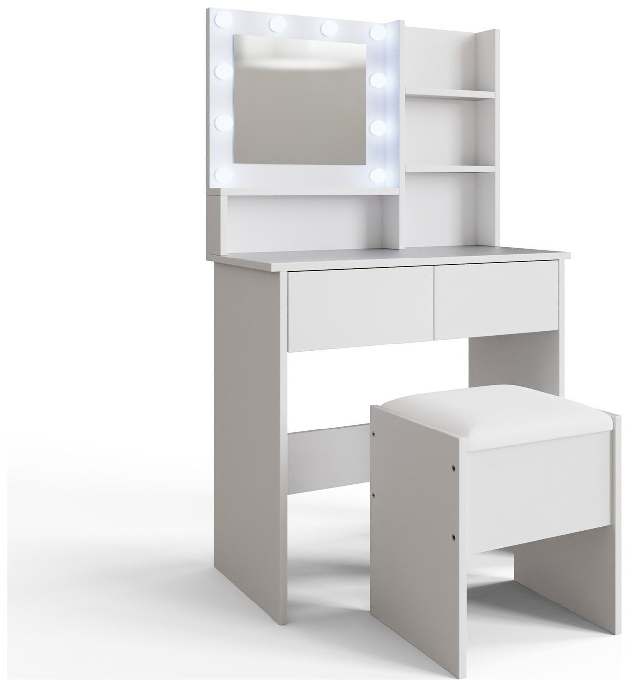 GFW Eva 2 Drawer Dressing Table With Stool - White | White vanity table