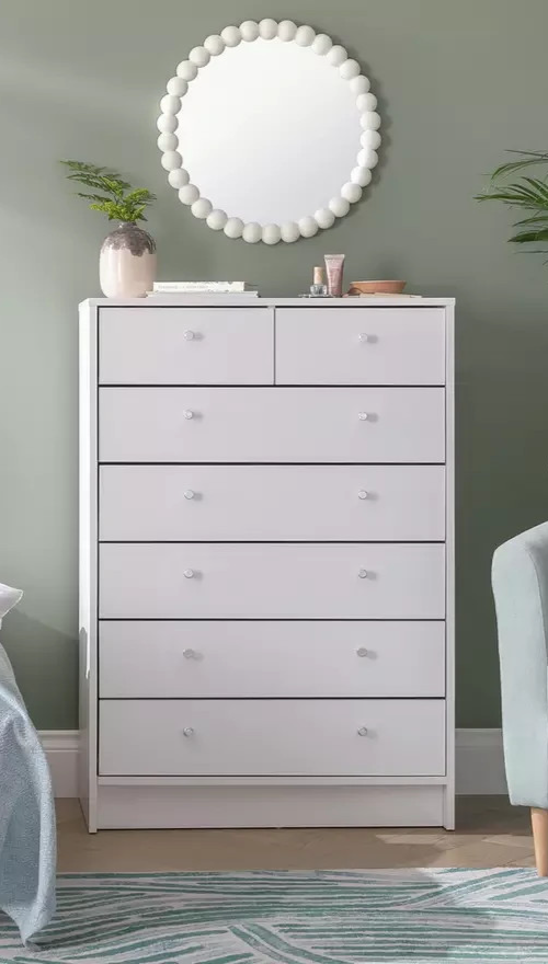 Malibu 7 Drawer Chest - White (B Grade)