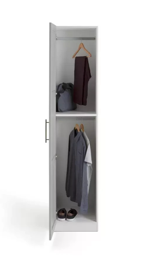 Munich Panelled 1 Door Wardrobe Grey | Bedroom Tall Storage Furniture Unit