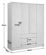 Home Malibu 4 Door 3 Drawer Wardrobe - Black Oak Eff | Combination wardrobe