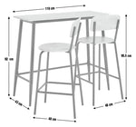 Home Crowe Grey Dining Table & 2 Grey Stools