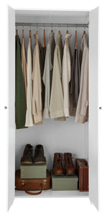 Home Seville 2 Door Wardrobe - White | Sturdy Storage Cabinet Bedroom Clothes