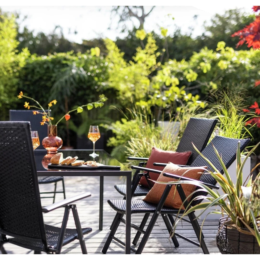 Hereford Folding 6 Seater Metal Patio Set - Black ( No Parasol )