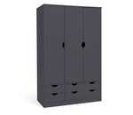 Pagnell 3 Door 4 Drawer Wardrobe - Grey