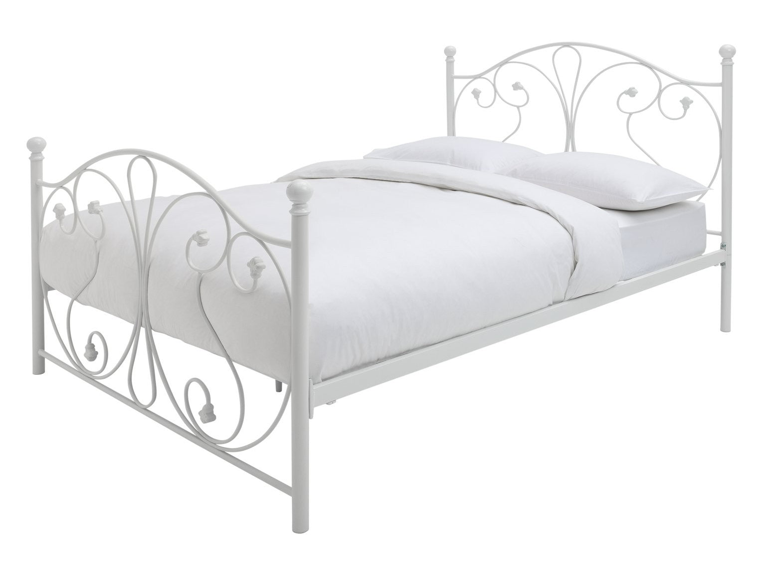 Home Marietta Double Metal Bed Frame - White | Elegant Bedroom Setup