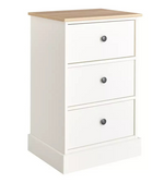 Home Kensington 3 Drawer Bedside Table Ivory | Bedroom Storage Nightstand Unit