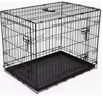 Double Door 30 Inch Pet Cage Medium | Metal Dog Crate Animal Kennel Furniture