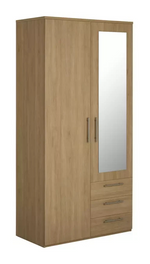 Brisbane 2 Door 3 Drawer Mirror Wardrobe - Oak (B BGRADE-1071)