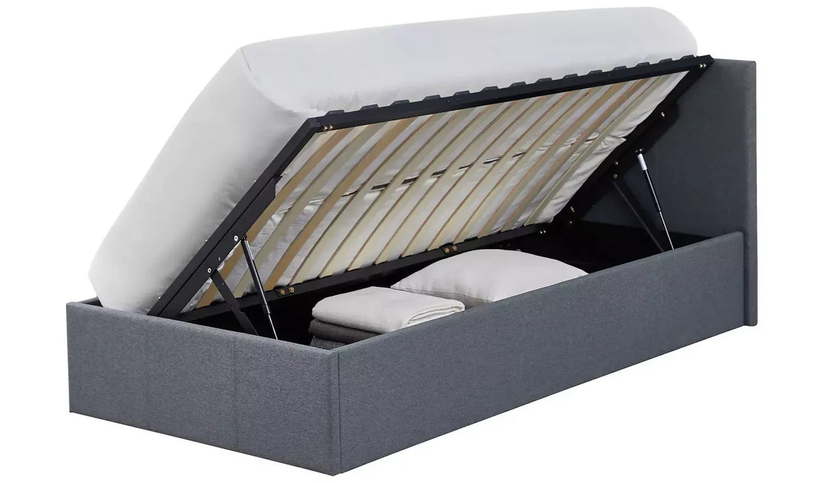 Home Heathdon Single Ottoman Bed Frame - Grey | Practical Lift Access
