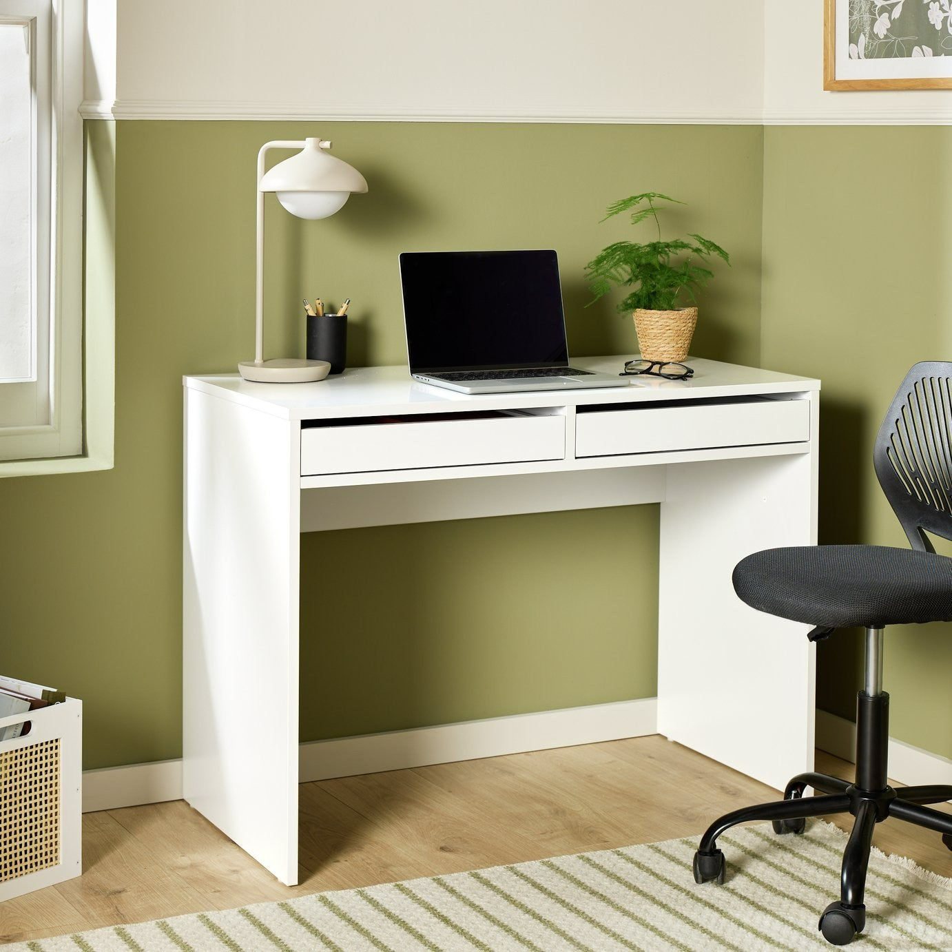 Home Pepper 2 Drawers Office Desk - White (B Grade)