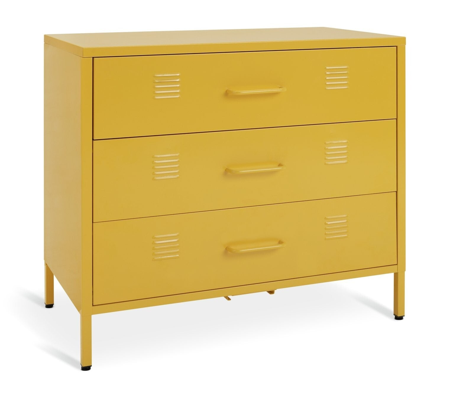 Habitat Stevie 3 Drawer Chest Mustard | Retro Steel Storage Unit with Metal Hand