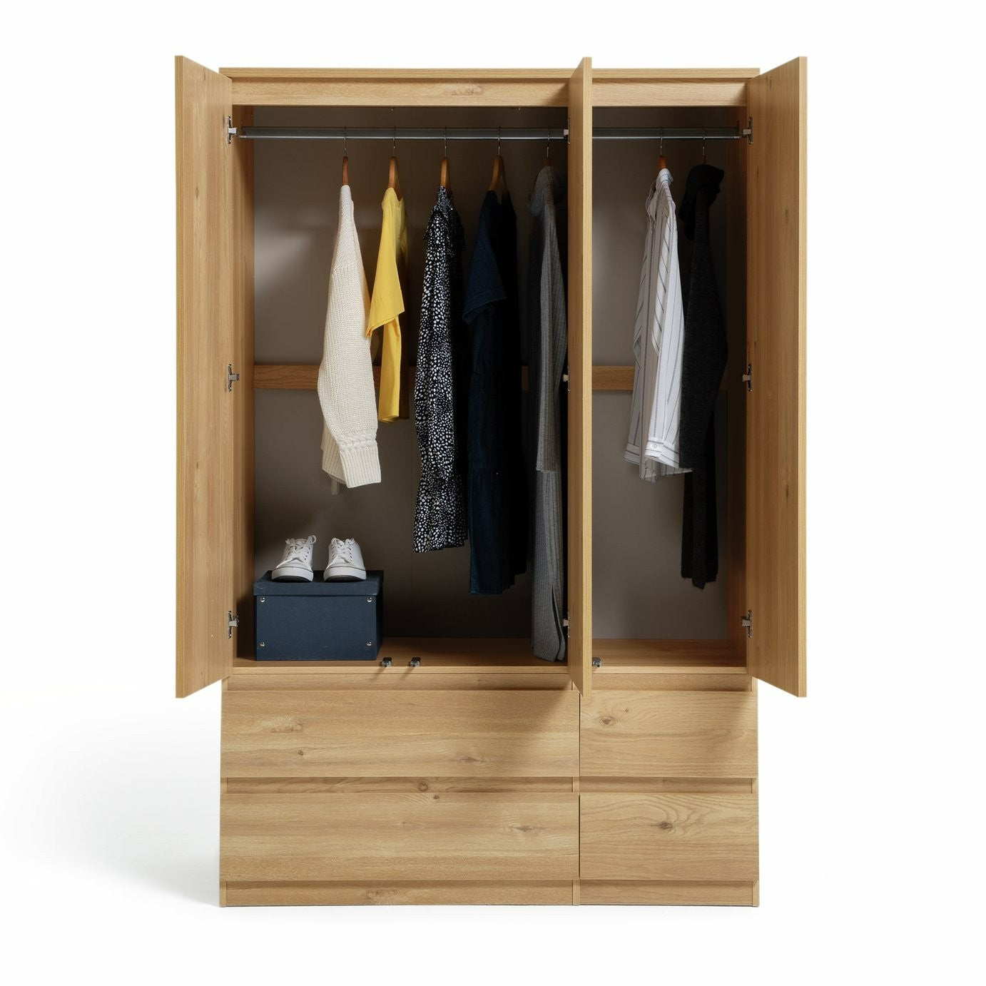 Home Jenson 3 Door 4 Drawer Wardrobe - New Oak (B Grade)