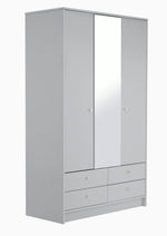 Malibu 3 Door 4 Drawer Mirror Wardrobe - Grey ( B Grade 47161 - 47170 )