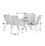 Home Sicily 6 Seater Metal Patio Set - Grey | Outdoor Garden Furniture Dining